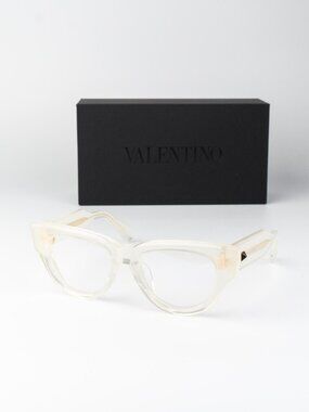 Valentino Women Eyeglasses Crystal Ivory Cat Eye V-ESSENTIAL - III VLX-125 C